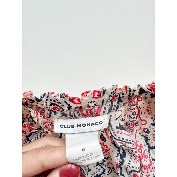 CLUB MONACO Whiite Printed Silk Crepe Ruffle Tiered A-Line Maxi Dress, Size 0 - Picture 13 of 15